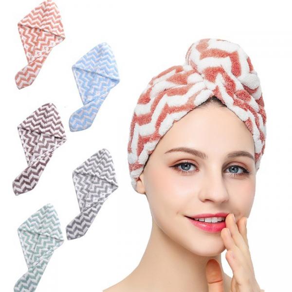 Quality Quick Drying Large Hair Microfiber Turban Towel Wrap Custom Color With Buttons for sale