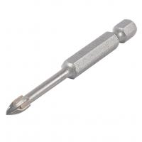 Quality 1/4" Quick Change Hex Shank Glass Drill Bits with Sandblasted Cross Tipped for sale