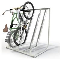 China Semi Vertical Metal Bike Rack Stand Hardware Fabrication Street Bike Rack factory