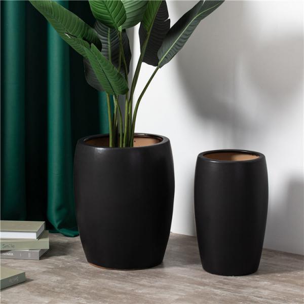 Quality Hot sale desktop decoration black tall succulent plant pots custom logo ceramic flowerpot for home decor for sale