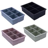 China Silicone Ice Cube Trays with Lid Easy Release Big Ice Cube Molds for Whiskey Cocktail Drinks Freezer  4 Colors factory