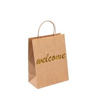 Quality Customized Gold Stamp Shopping Kraft Paper Packaging Bag With personal Logo for sale