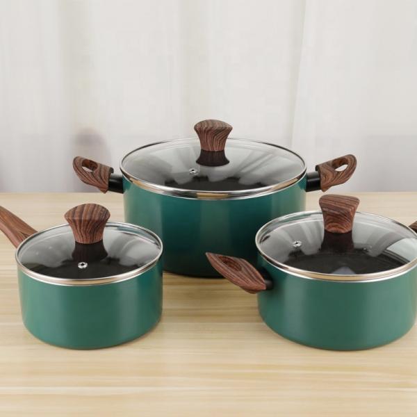 Quality Aluminum Non Stick 3pcs Cookware Set Soup Cooking Pot Single Handle Milk Pot for sale