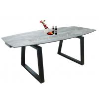 Quality Contemporary HPL Dining Table , Tempered Glass Horsebelly Extension Dining Table for sale