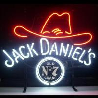 China &quot;JACK DANIEL'S NO.7 Old Cowboy Hat &quot; Real Glass Neon Lighted Sign Display Beer Bar Light for Gift Bedroom factory