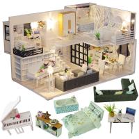 China DIY Wooden Doll Houses Miniature Furniture Kit For Children Birthday factory