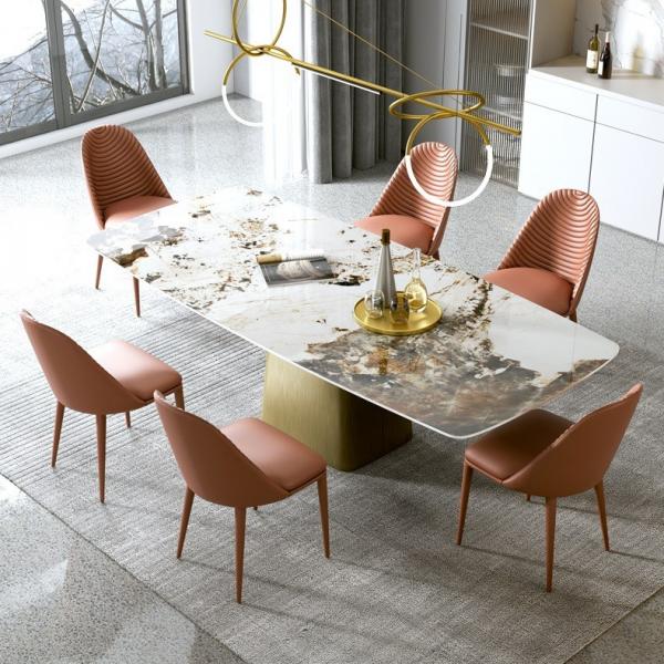 Quality Height 0.78M Luxury Marble Dining Table And Chairs For 6 for sale