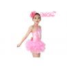 China Childrens Ballerina Outfits / Dance Costumes Full Sequins Pink Pleated Tulle Skirt factory
