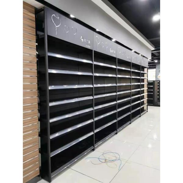 Quality Matt Black Supermarket Shelf Rack SGS ISO Heavy Duty Gondola 120kg Weight for sale