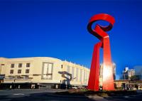 China Commercial Building Decoration Outdoor Metal Sculpture Stainless Steel Red Surface Finished factory