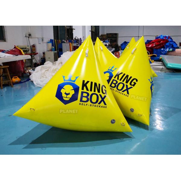 Quality Triathlon Race 1.2m Yellow Triangle Inflatable Marker Buoy With Logo for sale