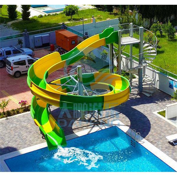 Quality 3 Meters High Open Body Slide, Green And Yellow Swimming Pool Slide for sale