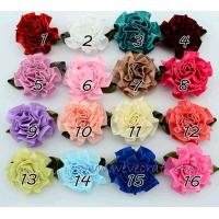 China Handmade bow    ribbon bow  hair bow carnation with leaf  garment accessories factory