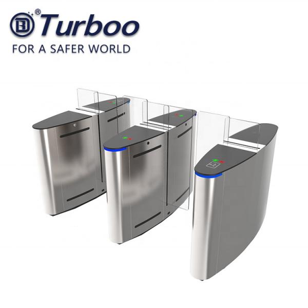 Quality SS Flap Barrier Turnstile , ID Card Bar Code Safety Access Control Turnstile for sale