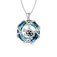China Valentine's Day Gifts S925 Sterling Silver Sea Turtle Pendant Necklace with Blue Crystal for Women for sale