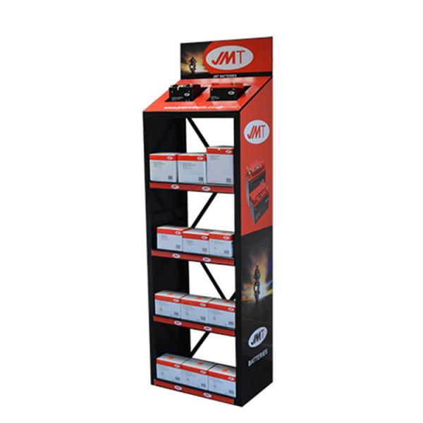 Quality 4 Tier Car Battery Display Rack Metal Lithium Battery Rack Display For Retail for sale