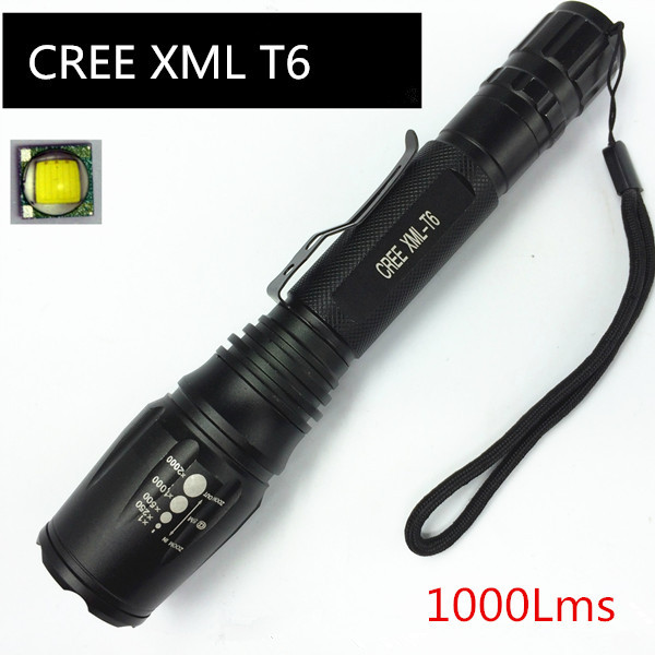China 2*18650 Rechargeable CREE XML T6 LED Flashlight 5 Files Powerful Zoom LED Outdoor Lamp Lanterna factory