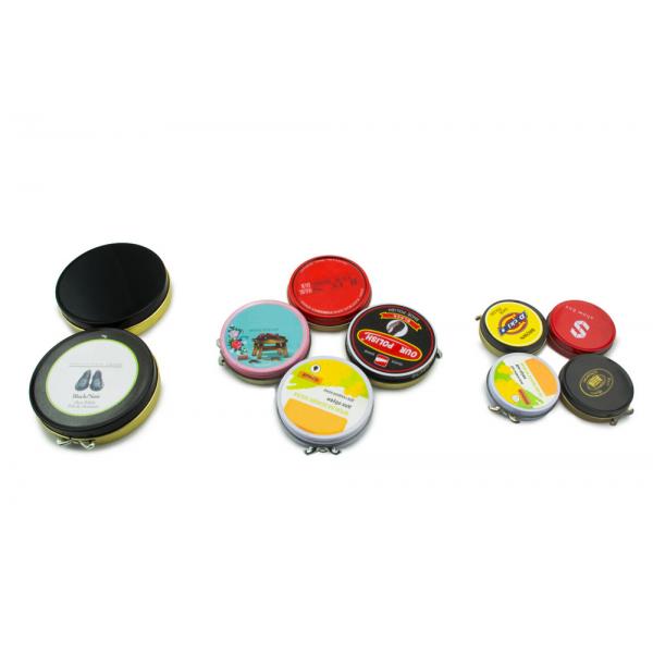 Quality Round Metal Storage Containers Shoe Polish Tin With Different Versions for sale