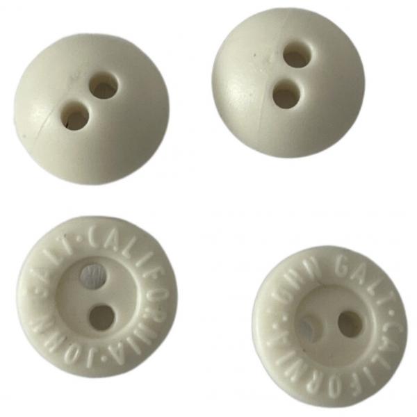 Quality 2 Hole Off White Rubber Buttons 11mm Engraved Logo Use On Sewing Clothing for sale