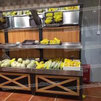 China 120CM 80CM 3 Tier Metal Supermarket Fruit And Vegetable Display Rack Stand OEM for sale