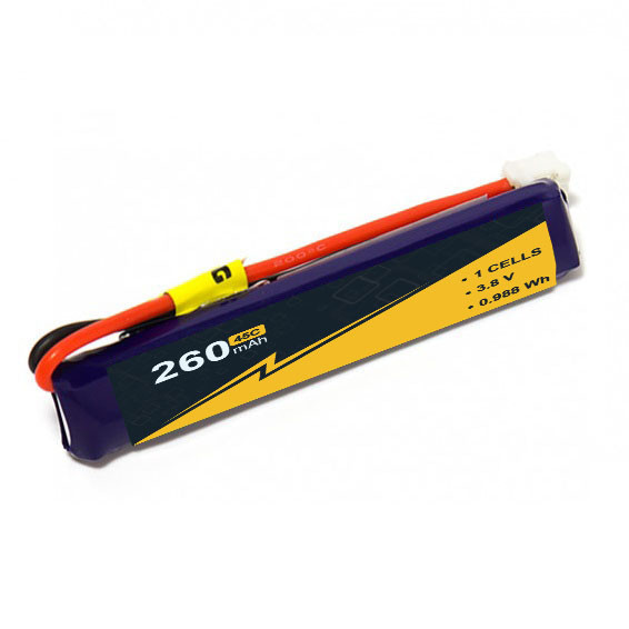 Quality High Voltage 260mAh 1S RC Airplane Battery 3.8V/3.7v 45C-90c W/JST-PH for sale