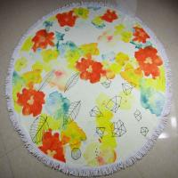 China reactive custom printing cotton terry velour round beach towels circular beach towels factory