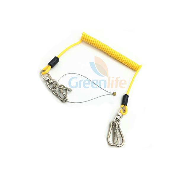 Quality Yellow Plastic Coiled Lanyard Cord Securing Wire Falling From Height for sale