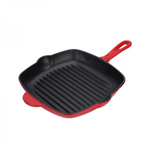Quality 9 Inch Duracast Enameled Cast Iron Grill Pan With Long Handle for sale