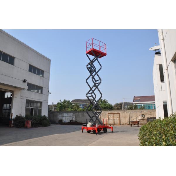 Quality Manual Pushing Mobile Scissor Lift 9 Meters Height Hydraulic Lift Table 500Kg for sale