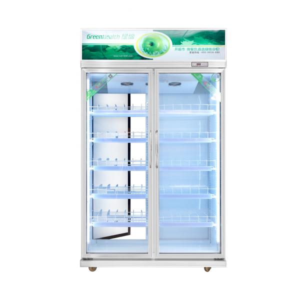 Quality Two Door Vertical Commercial Beverage Display Cooler With Fan Cooling for sale
