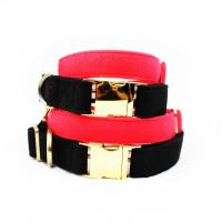 Quality Luxury Dog Collars And Leashes Velvet Cotton Material Red / Black Color for sale