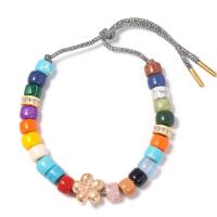 China Gold Plate Forte Beads Bracelet Rainbow Natural Stone With Shiny Zircon factory
