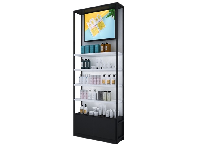 China Perfume Store Interior Design Cosmetic Display Shelves Double Sided Column Design factory