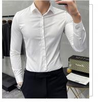 China 1000 Fashion Autumn Solid Color Long Sleeve Dress Men Clothes Shirts For Men Slim for sale