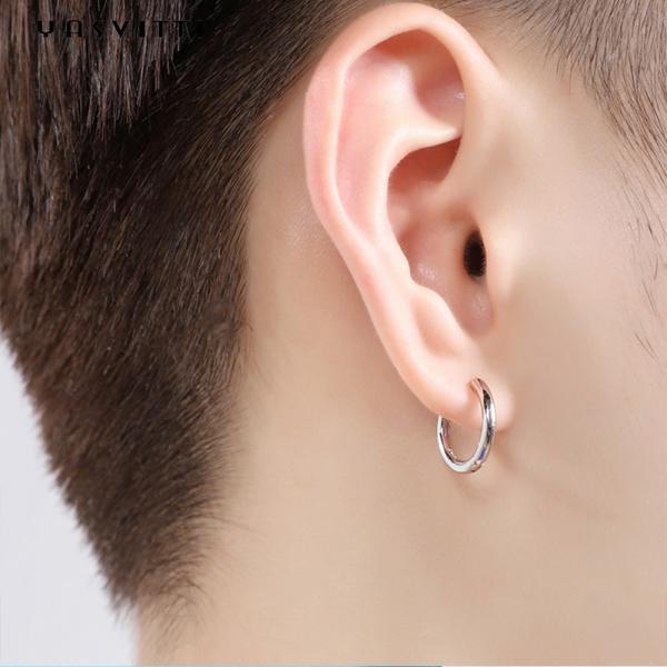 Quality 0.07oz 0.12cm Sterling Silver Jewelry Earrings 316L Mens Stainless Steel Hoop for sale
