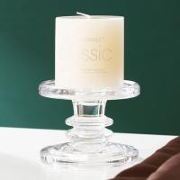 China Dinner Crystal Clear Glass Pillar Candle Holders Machine Pressed For Pillar Taper factory