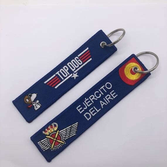 Quality Custom Embroidery Key Chains Printed Remove Before Flight Keychain for sale