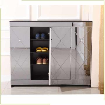 Quality Melamine MDF Diamond Cut 100cm Mirrored Shoe Cabinet for sale