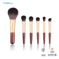 China 6PCS Short Wooden Handle Makeup Brush Set Synthetic Hair Rose Gold Ferrule factory
