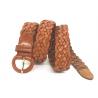China Fashion  Ladies Braided Belts  With Round Leather Covered Buckle factory