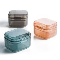 Quality PC Material Denture Bath Box , Cute Denture Cups With Strainer Basket for sale