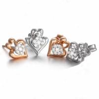 China Hot Sale 18K Rose Gold White Gold Heart Stud Earrings for Women Gift (GDE010) factory
