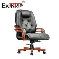 China Massage Black Executive Leather Chair Rotatable CEO Office Boss Chair factory
