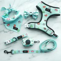 China 6 Piece Adjustable Dog Harness Vest Matching Collar Leash Bow Tie And Bandana Set factory