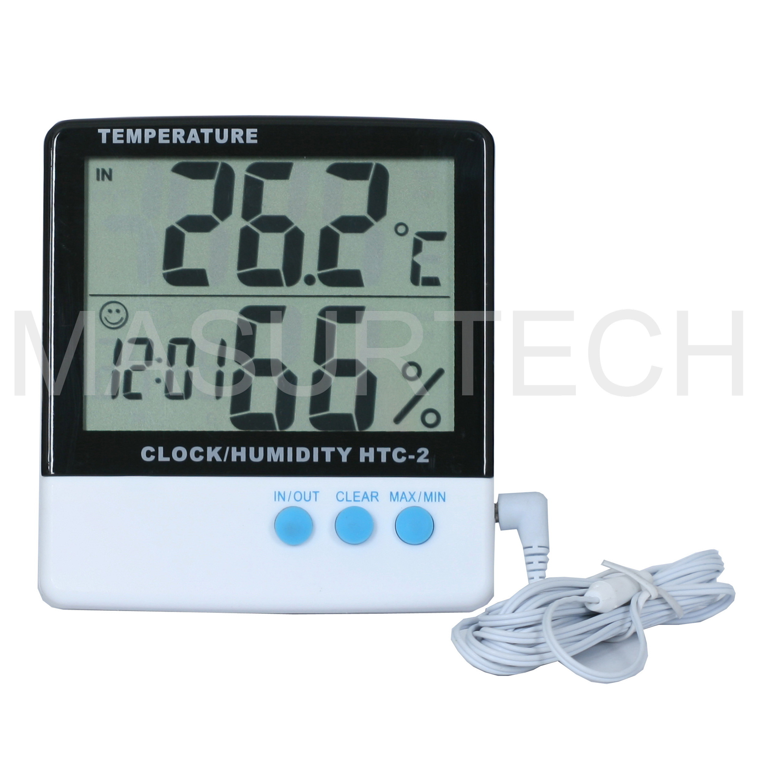China HTC-2 outdoor and indoor used humidity and temperature meter with probe and clock factory