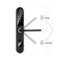 China Aluminum Sliding Door Smart Lock European Standard 5 In 1 Keyless Fingerprint Door Lock for sale