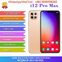 China i12 Pro Max global cheapest face unlock cell phone 6.5 Inch MTK6580P 2+16GB 2.0MP 5.0MP smart mobile phones 4g 4 camera for sale