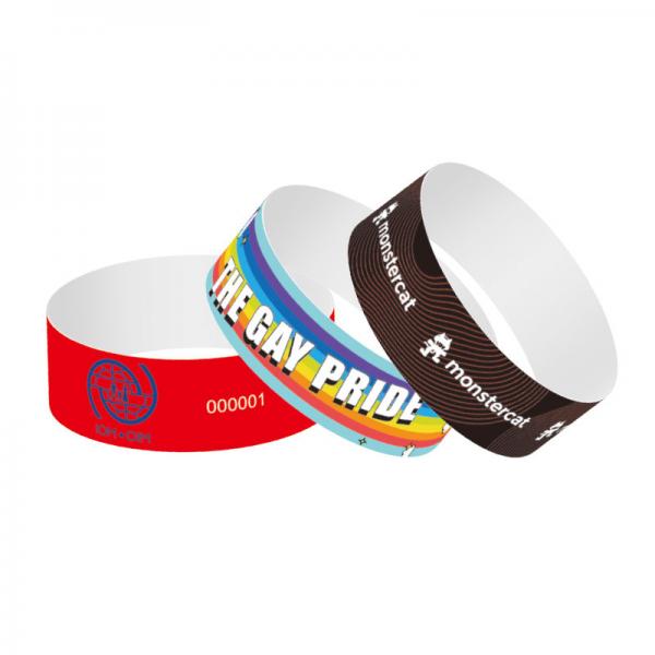 Quality Waterproof Paper Event Wristbands With Tyvek Material White Red Blue Printable for sale