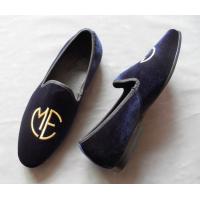 Quality Stylish Embroidered Mens Blue Suede Loafers , Elegance / Fashion Velvet Slip On for sale