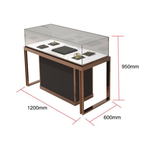 Quality Brown + Mirror Rose Gold Jewelry Display Cases , Diamond Jewelers for sale